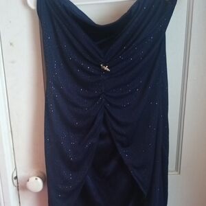 Reign Midnight Blue Strapless Sparkly Dress